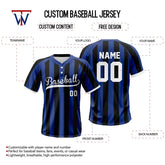 Custom Blue-Black Stripe Two-Button Baseball Jersey
